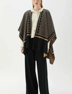 BUSNEL GARNETTE poncho BB JAQUAR - Ponchos & capes BLACK/ SALTY CARAMEL Online