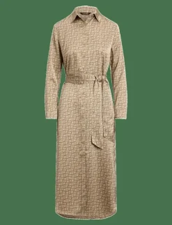 Lauren Ralph Lauren Geo-Print Satin Charmeuse Shirtdress - Midiklänningar BEIGE MULTI