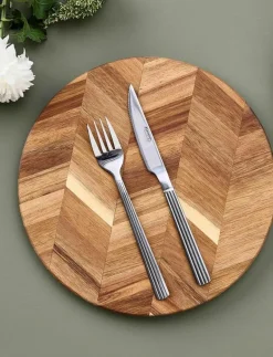 Aida Groovy cutlery steak set 8 pcs Comes in gift box - Bestickset SILVER Best