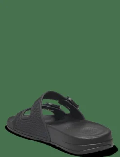 FitFlop IQUSHION TWO-BAR BUCKLE SLIDES - Sandaler ALL BLACK Online