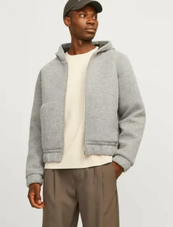 Jack & Jones JCOTERRAIN BONDED WOOL HOODIE LN - Hoodies GREY MELANGE Online