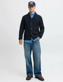 Jack & Jones JJPAUL KNIT SHAWL CARDIGAN - Koftor SKY CAPTAIN