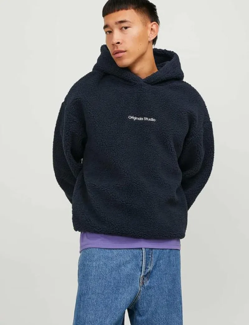 Jack & Jones JORVESTERBRO TEDDY SWEAT HOOD SN - Mellanlager SKY CAPTAIN Hot