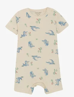 CeLaVi Jumpsuit SS - AOP - Kortärmad bodysuit DUSTY BLUE Clearance