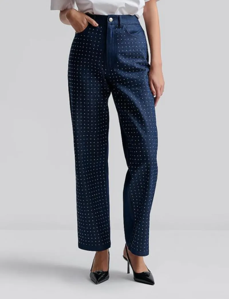 Kendra High waisted rhinestone Jeans - Vida byxor|Malina