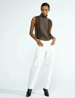 French Connection KEZIA SLVLSS JUMPER - Stickade västar BROWN Sale