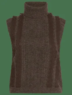 French Connection KEZIA SLVLSS JUMPER - Stickade västar BROWN Sale