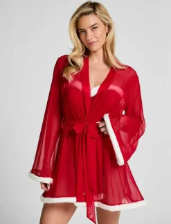 Hunkemöller KIMONO MESH SANTA - Morgonrock TANGO RED Discount