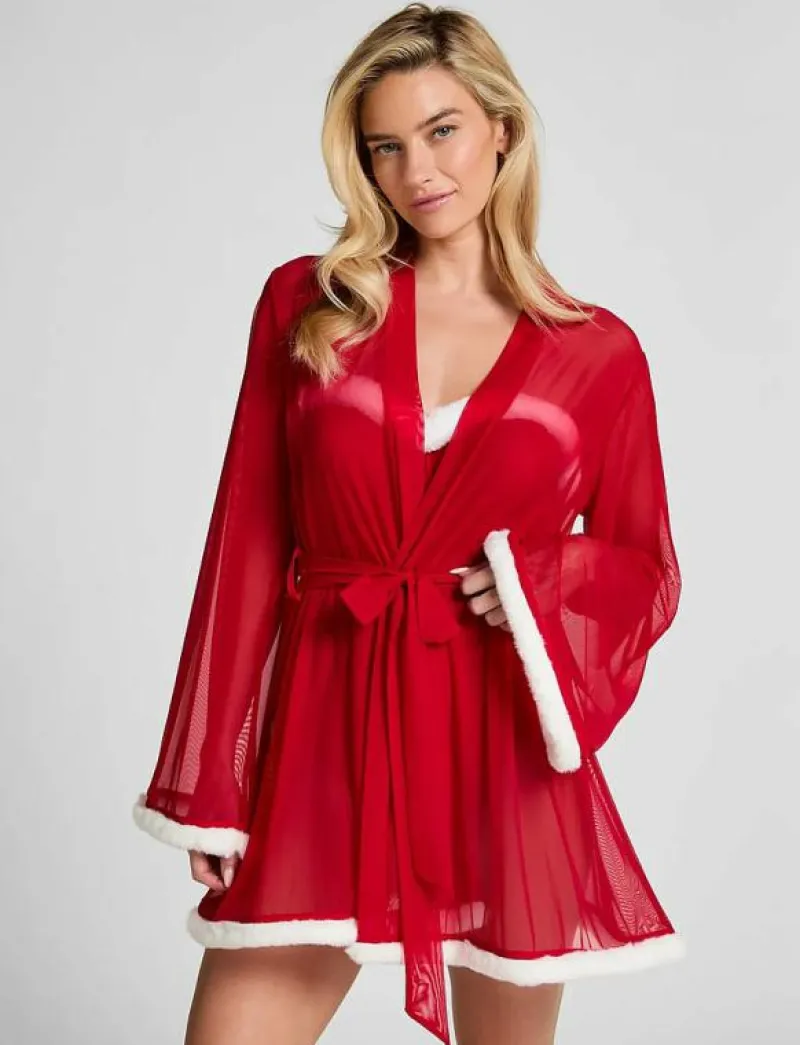 Hunkemöller KIMONO MESH SANTA - Morgonrock TANGO RED Discount