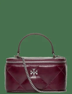 Tory Burch Kira Diamond Quilt Distressed Vanity Case - Necessärer DARK CARMINE Hot