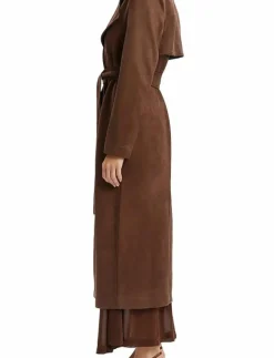 Bardot KIRA VEGAN SUEDE TRENCH COAT - Trenchcoats CHOCOLATE New