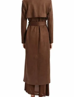 Bardot KIRA VEGAN SUEDE TRENCH COAT - Trenchcoats CHOCOLATE New