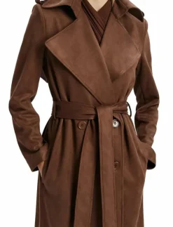 Bardot KIRA VEGAN SUEDE TRENCH COAT - Trenchcoats CHOCOLATE New