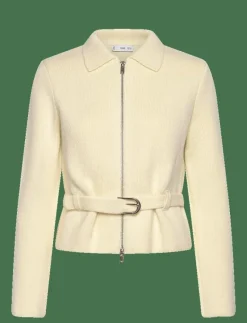 Mango Knitted jacket with belt and buckle - Ulljackor LIGHT BEIGE Hot
