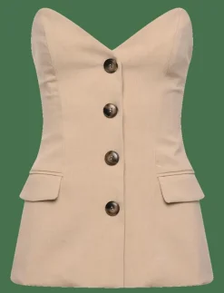 Bardot KYLIAN BUTTON FRONT TOP - Linnen TAN Discount