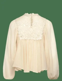 Lace combination blouse - Långärmade blusar|Mango Outlet