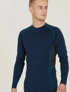 Whistler Lapas M L-S Wool Mesh Baselayer Tee - Underställströja NAVY BLAZER New