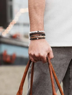 edd. Leather/Beads Combo Bracelet - Armband BLACK Outlet