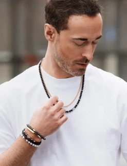 edd. Leather/Beads Combo Bracelet - Armband BLACK Outlet