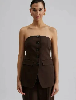 Malina Lex tailored bustier top - Långärmade t-shirts CHOCOLATE New
