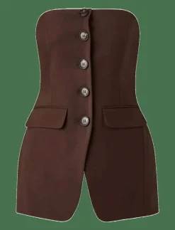 Malina Lex tailored bustier top - Långärmade t-shirts CHOCOLATE New