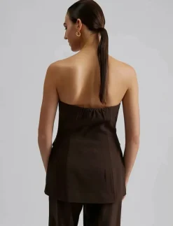 Malina Lex tailored bustier top - Långärmade t-shirts CHOCOLATE New