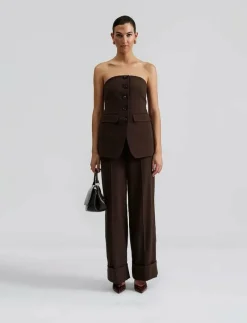 Malina Lex tailored bustier top - Långärmade t-shirts CHOCOLATE New