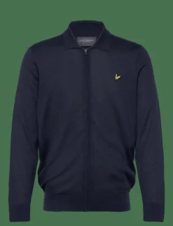 Lyle & Scott Sport Lightweight Knitted Collared Cardigan - Stickat Z271 DARK NAVY Sale