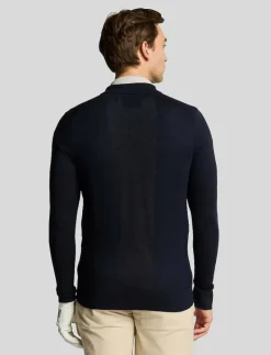 Lyle & Scott Sport Lightweight Knitted Collared Cardigan - Stickat Z271 DARK NAVY Sale