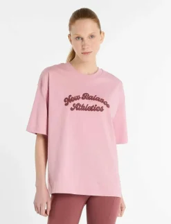 New Balance Linear Heritage Oversized T-Shirt - T-Shirts PINK TAFFY