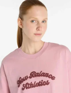 New Balance Linear Heritage Oversized T-Shirt - T-Shirts PINK TAFFY