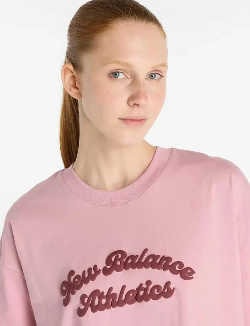New Balance Linear Heritage Oversized T-Shirt - T-Shirts PINK TAFFY