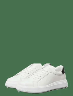 Calvin Klein LOW TOP LACE UP LTH - Låga sneakers WHITE BLACK Clearance