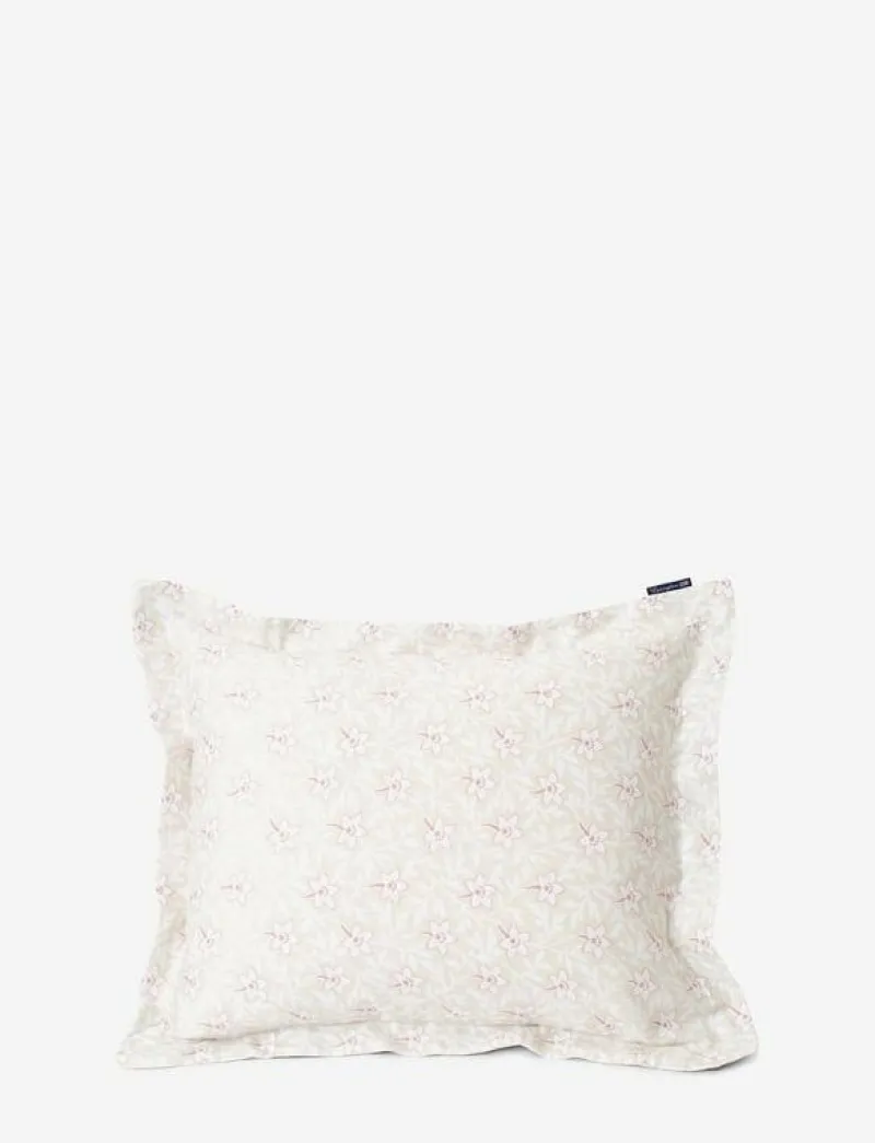 LtBeige/Pink Flower Print Cotton Sateen Pillowcase - Örngott|Lexington Home Online