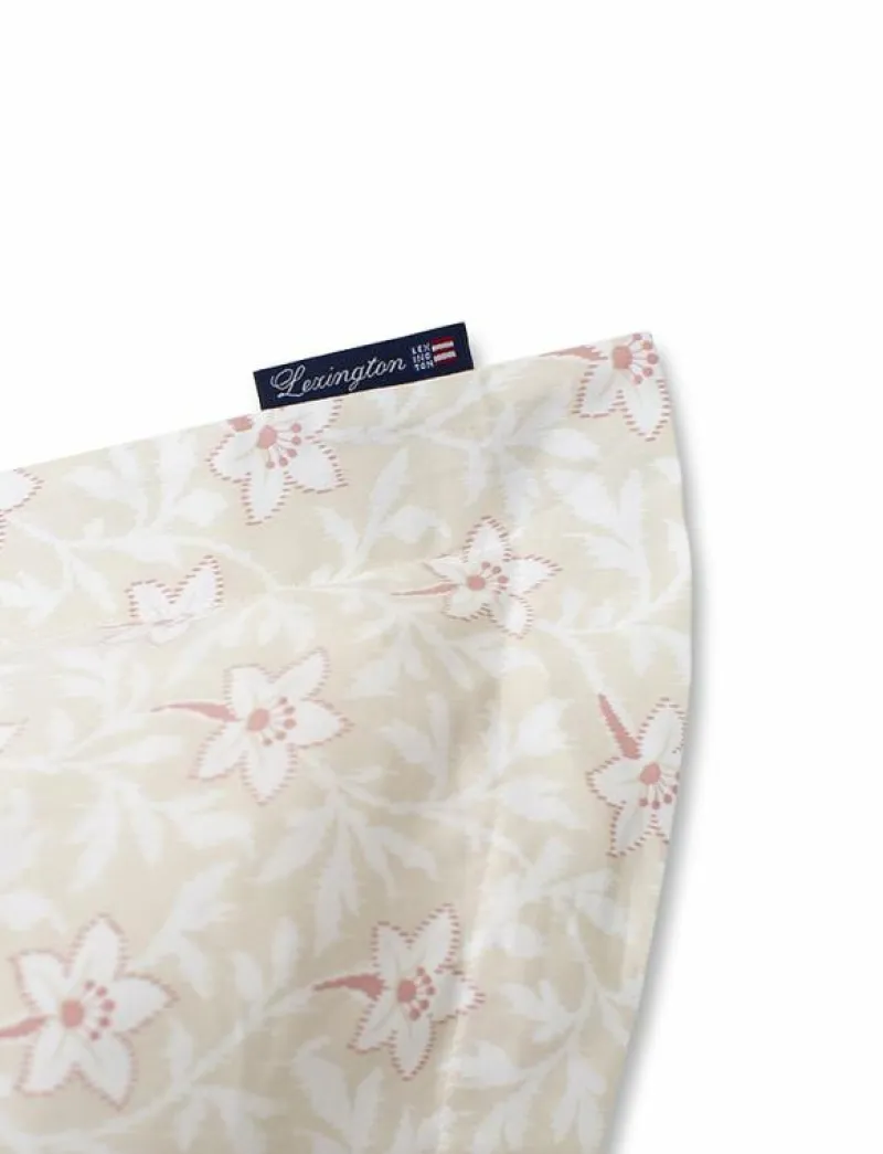 LtBeige/Pink Flower Print Cotton Sateen Pillowcase - Örngott|Lexington Home Online