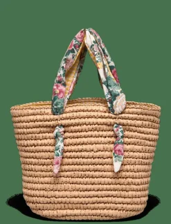 Ralph Lauren Kids Madras-Trim Raffia Bag - Axelremsväska NATURAL W/ FLORAL Best
