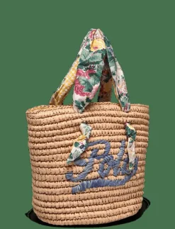 Ralph Lauren Kids Madras-Trim Raffia Bag - Axelremsväska NATURAL W/ FLORAL Best