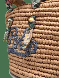 Ralph Lauren Kids Madras-Trim Raffia Bag - Axelremsväska NATURAL W/ FLORAL Best
