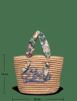 Ralph Lauren Kids Madras-Trim Raffia Bag - Axelremsväska NATURAL W/ FLORAL Best