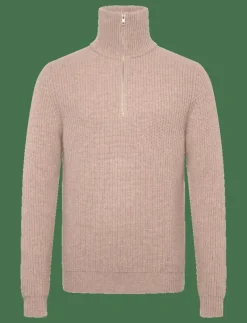 Davida Cashmere Man Chunky Rib Half Zip - Stickat SAND Online