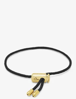 Nialaya Men's Black String Bracelet with Adjustable Gold Lock - Armband BLACK / GOLD Online