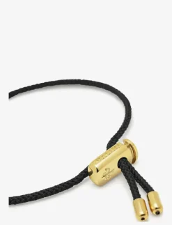 Nialaya Men's Black String Bracelet with Adjustable Gold Lock - Armband BLACK / GOLD Online