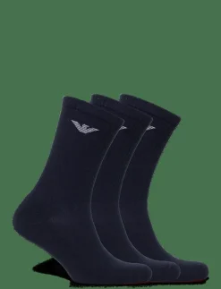 Emporio Armani MEN'S KNIT SHORT SOCKS - Vanliga strumpor 00135-MARINE