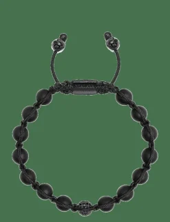 Men's Silver Beaded Bracelet with Matte Onyx & CZ Beads - Armband|Nialaya Outlet