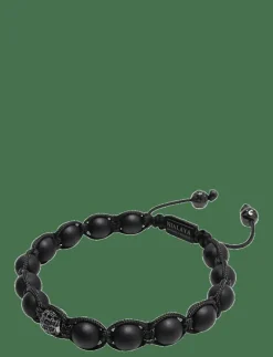 Men's Silver Beaded Bracelet with Matte Onyx & CZ Beads - Armband|Nialaya Outlet