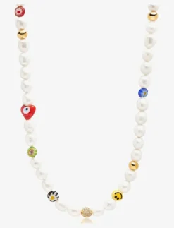 Men's Smiley Face Pearl Choker with Assorted Beads - Halsband|Nialaya Online