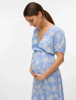 Mamalicious MLALIKA TESS S/S WO MIDI DRESS - T-shirtklänningar BEL AIR BLUE Hot