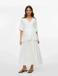 Mamalicious MLANGIA JRS MIDI SKIRT HW - Midi kjolar SNOW WHITE Outlet