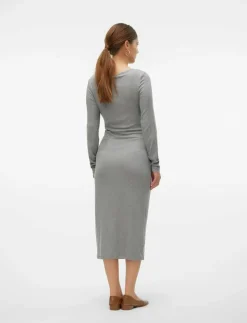 Mamalicious MLBRYNNA JUNE LS JRS MIDI DRESS 2F NOOS - Fodralklänningar LIGHT GREY MELANGE Online