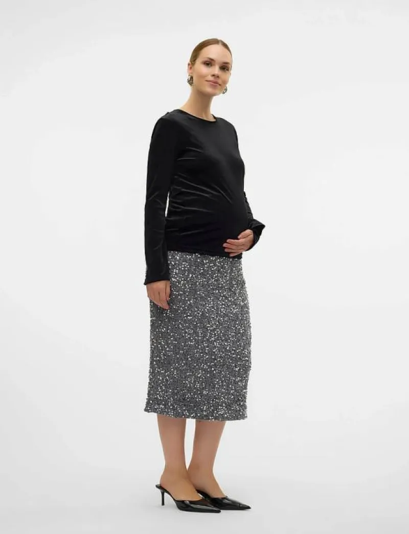 Mamalicious MLGLITTER JRS SKIRT HW - Pennkjolar SILVER Best